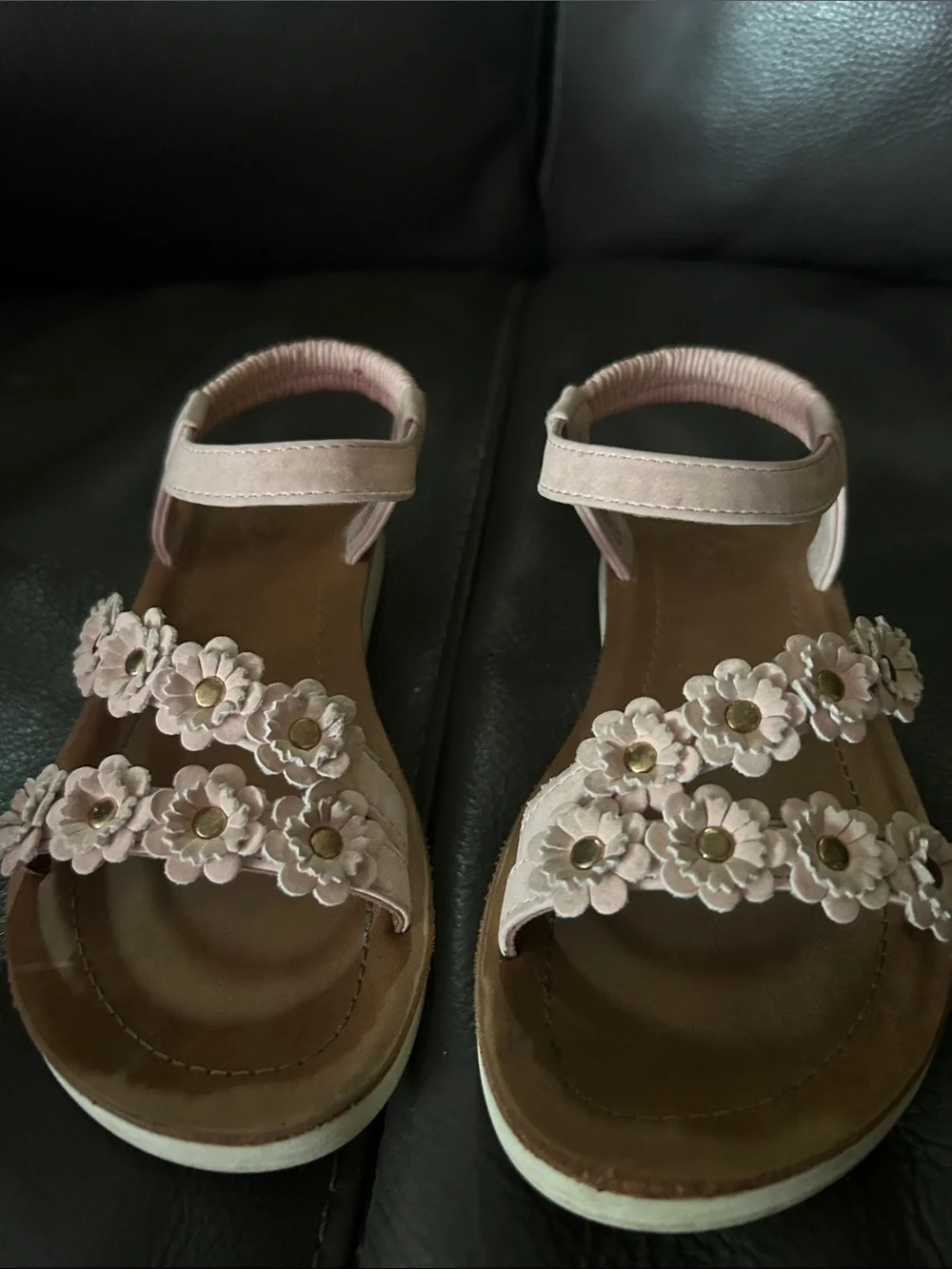 Girls' Pink Floral Strap Sandals